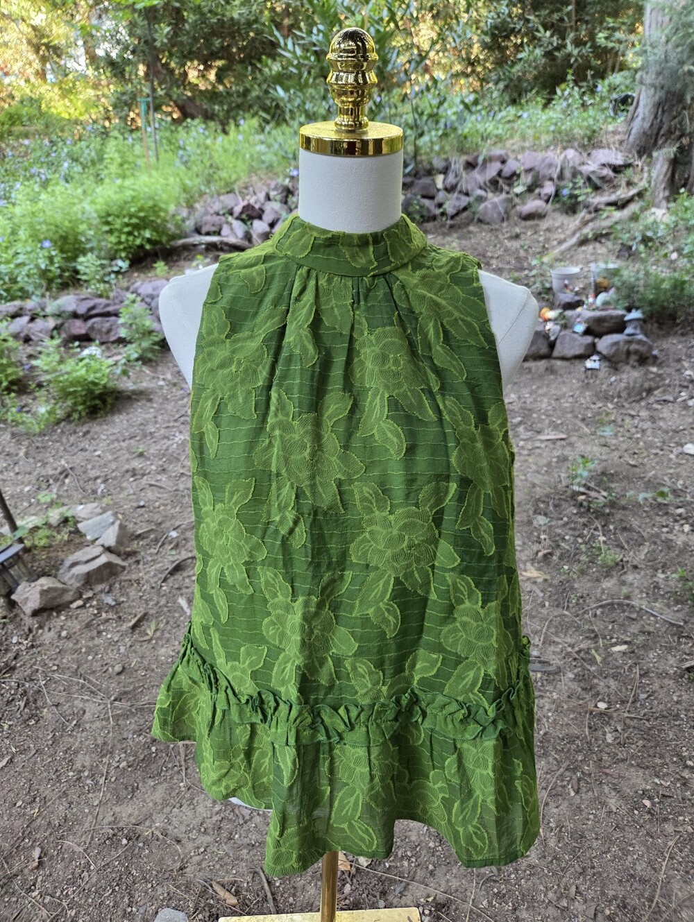Anthropologie Maeve Savannah Peplum Green Top